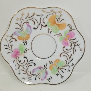 Formalities by Baum Bros Pink & Gold Butterfly Demitasse Tea Saucer